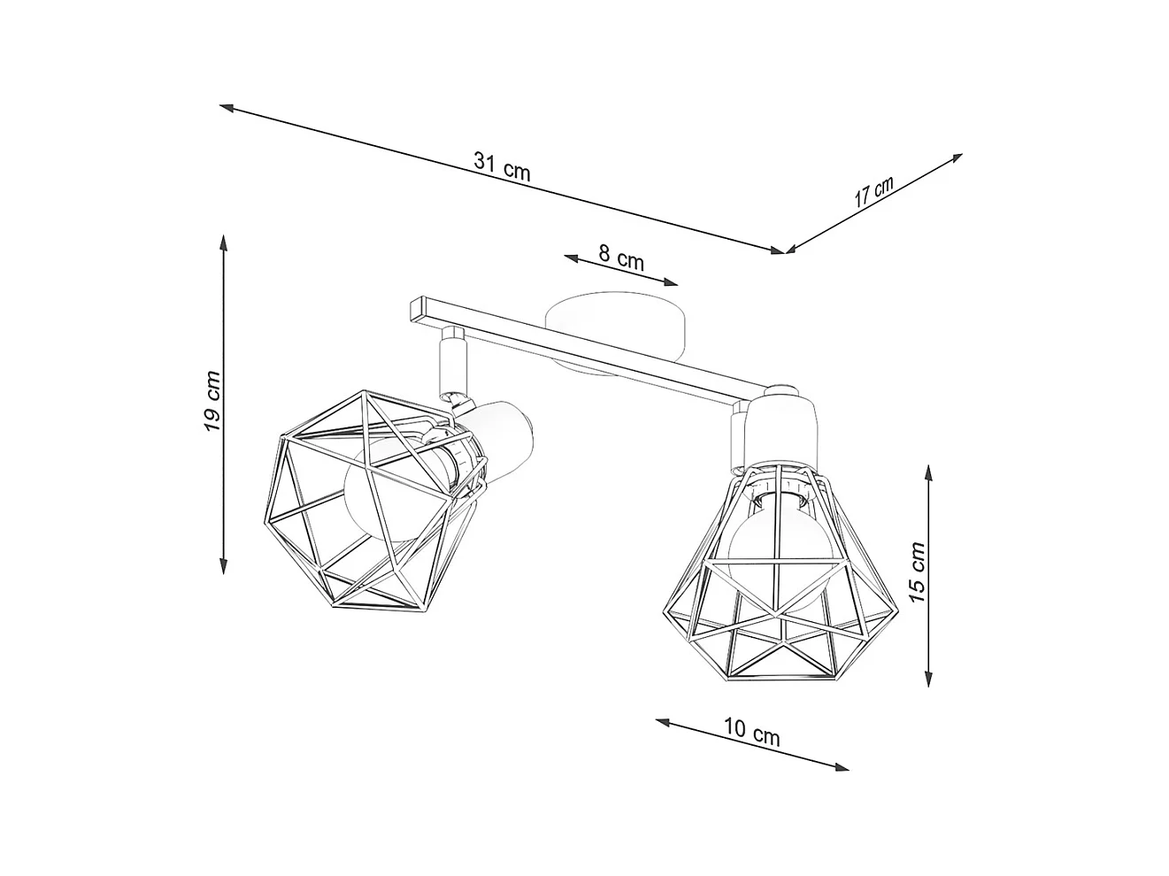 Plafondlampen Lunova modern van  - 2 lichtbronnen 4000K - L.31 x H.19 cm - wit