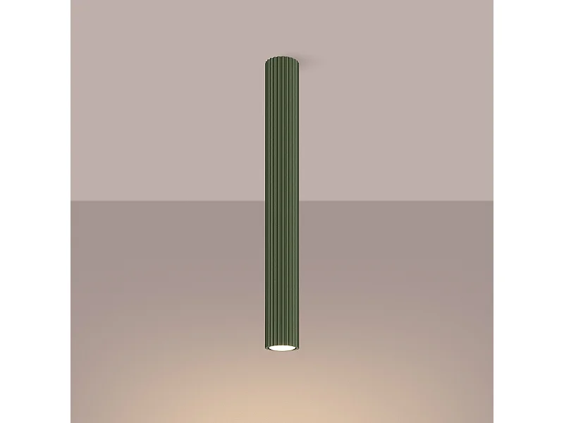 Plafonnier Gloow minimaliste en aluminium - 1 sources lumineuses 3000K - L.6,5 x H.60 cm - vert olive