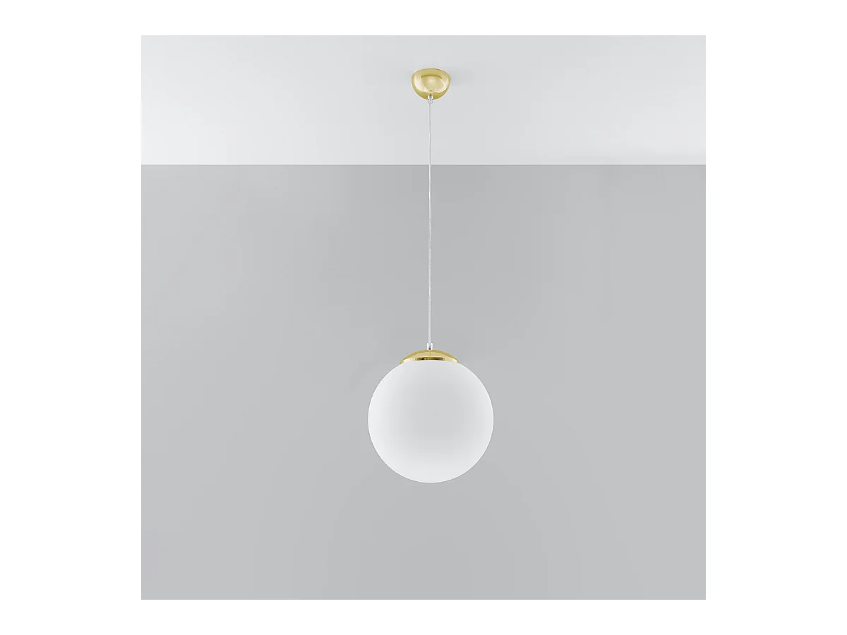 Lampes suspendues Stera minimaliste en acier/verre - 1 sources lumineuses 4000K - L.30 x H.120 cm - or blanc