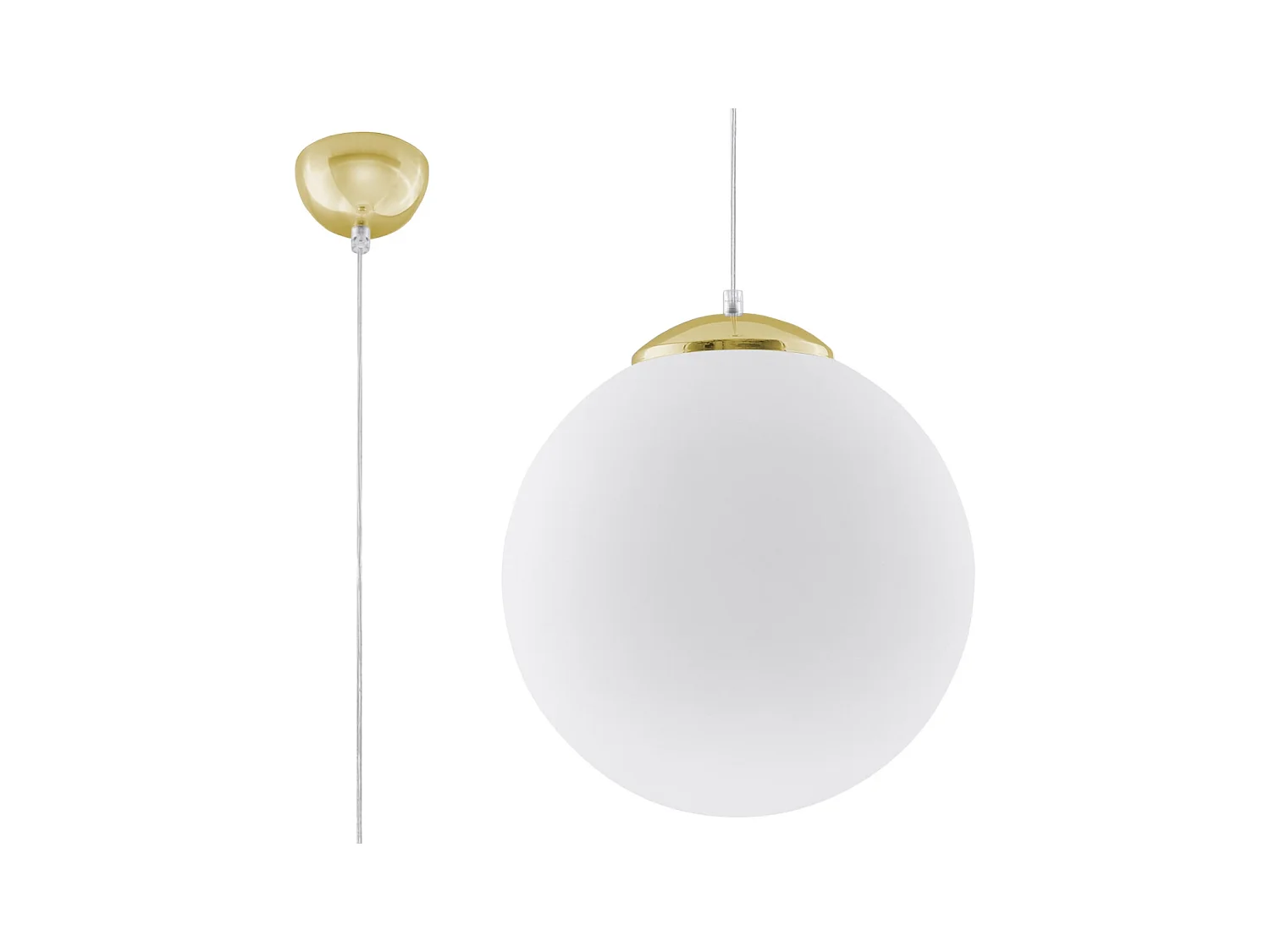 Lampes suspendues Stera minimaliste en acier/verre - 1 sources lumineuses 4000K - L.30 x H.120 cm - or blanc