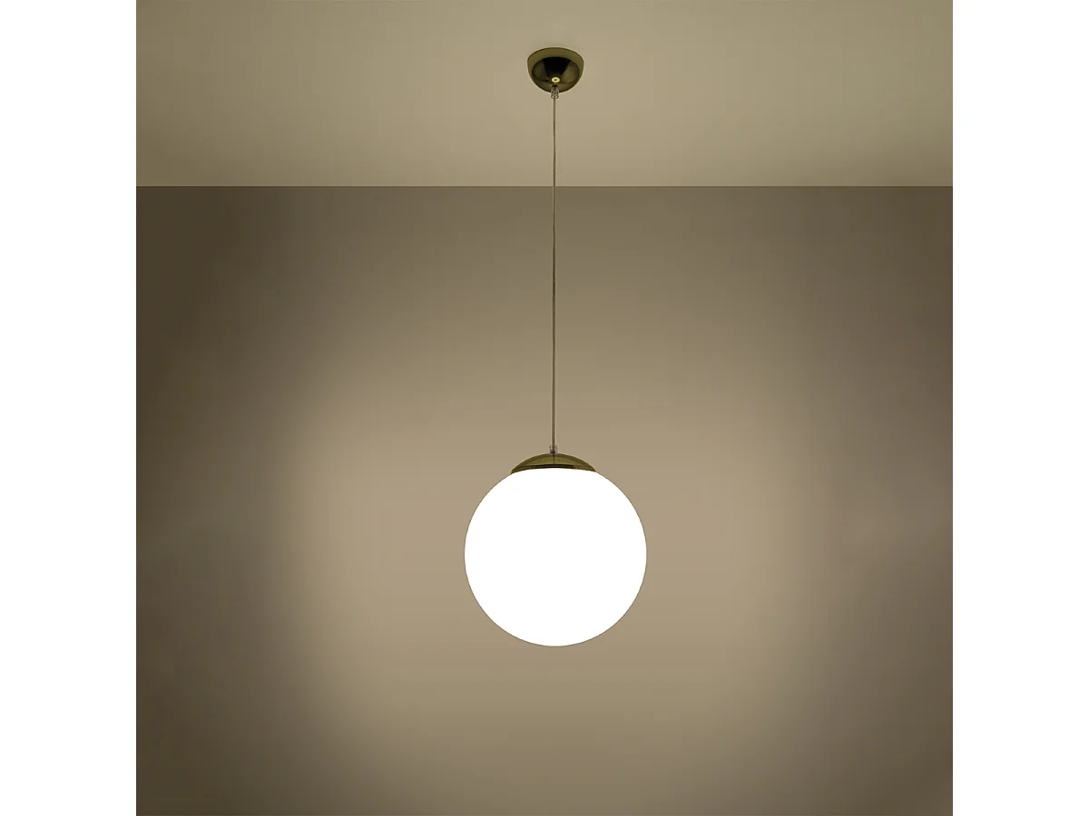 Lampes suspendues Stera minimaliste en acier/verre - 1 sources lumineuses 4000K - L.30 x H.120 cm - or blanc