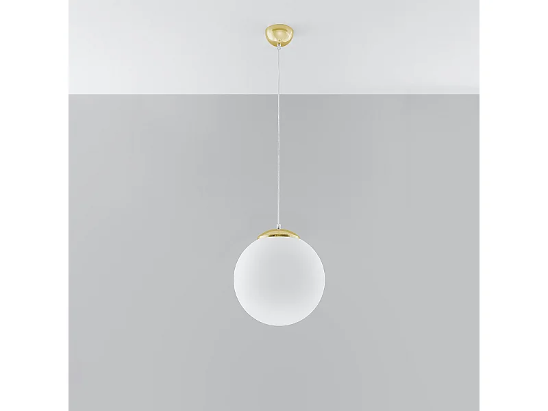 Lampes suspendues Stera minimaliste en acier/verre - 1 sources lumineuses 4000K - L.30 x H.120 cm - or blanc