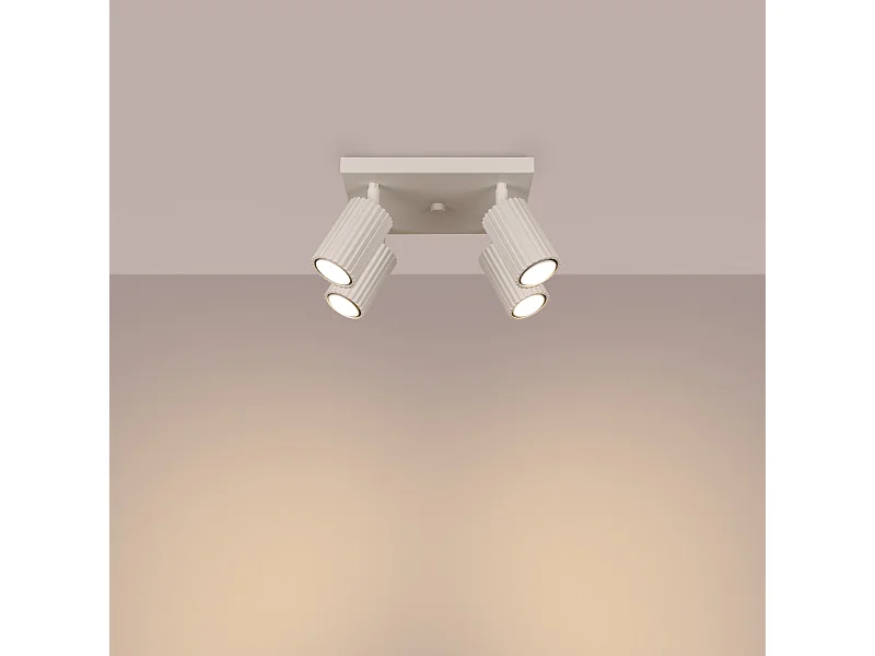 Plafonnier Gloow minimaliste en aluminium - 4 sources lumineuses 3000K - L.25 x H.16,5 cm - beige