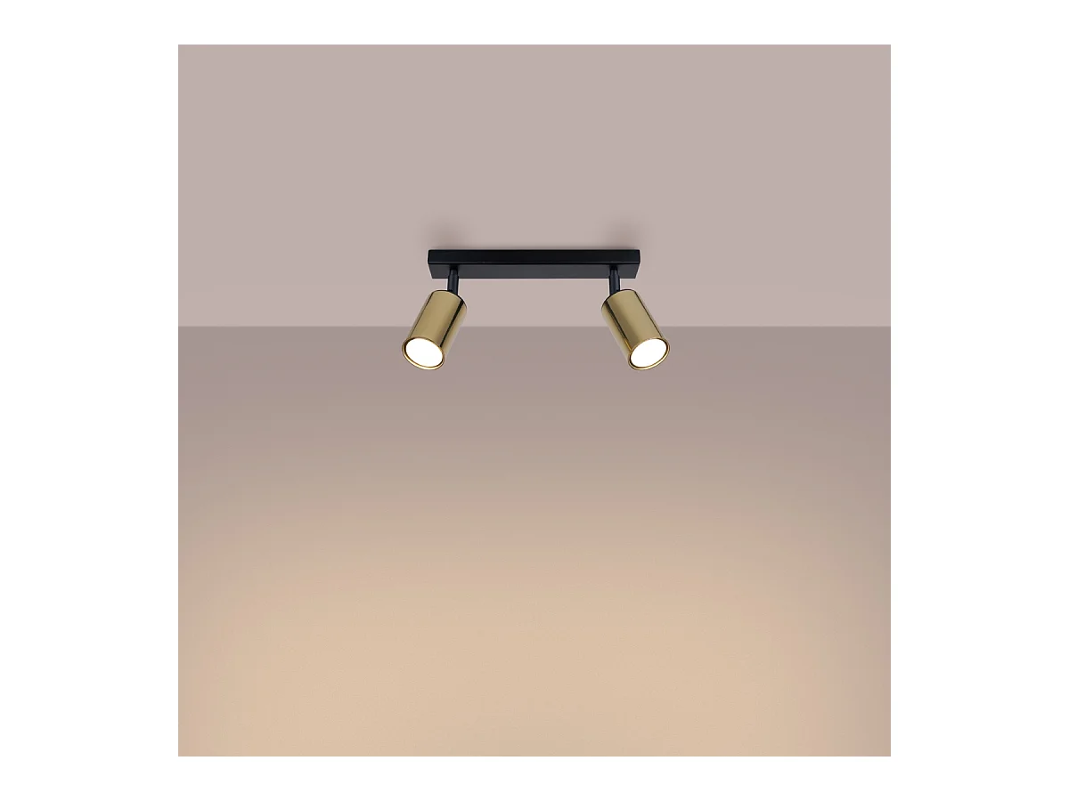 Plafonniers Glois moderne en acier - 2 sources lumineuses 3000K - L.30 x H.18,5 cm - or noir