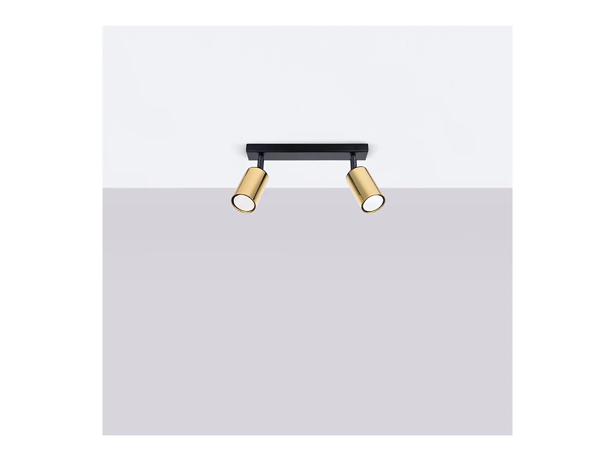 Plafonniers Glois moderne en acier - 2 sources lumineuses 3000K - L.30 x H.18,5 cm - or noir