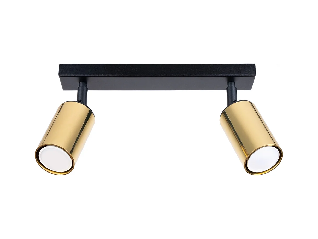 Plafonniers Glois moderne en acier - 2 sources lumineuses 3000K - L.30 x H.18,5 cm - or noir