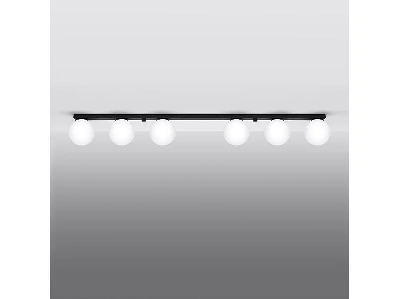 Plafonniers Zynfi moderne en acier/verre - 6 sources lumineuses 4000K - L.120 x H.14,5 cm - noir