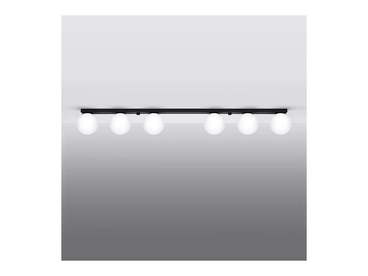 Plafonniers Zynfi moderne en acier/verre - 6 sources lumineuses 4000K - L.120 x H.14,5 cm - noir