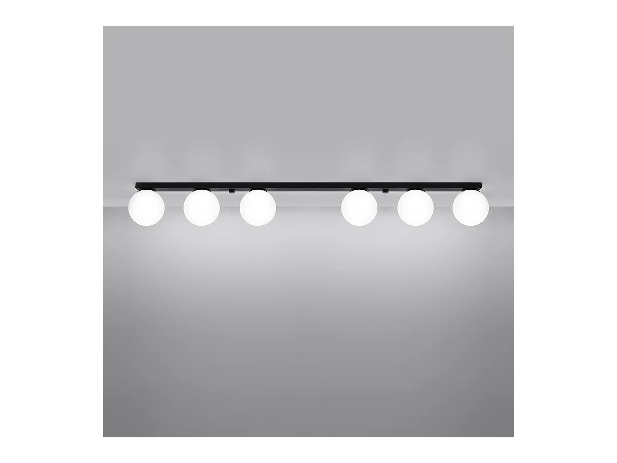 Plafonniers Zynfi moderne en acier/verre - 6 sources lumineuses 4000K - L.120 x H.14,5 cm - noir