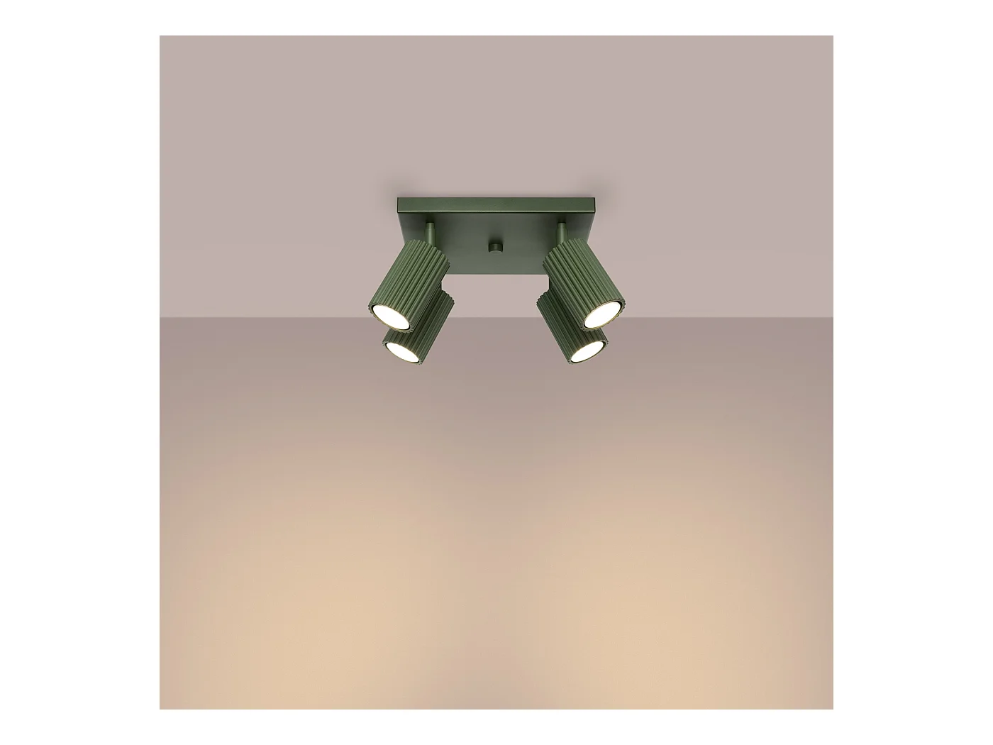 Plafondlamp Gloow minimalistisch van  - 4 lichtbronnen 3000K - L.25 x H.16,5 cm - olijfgroen