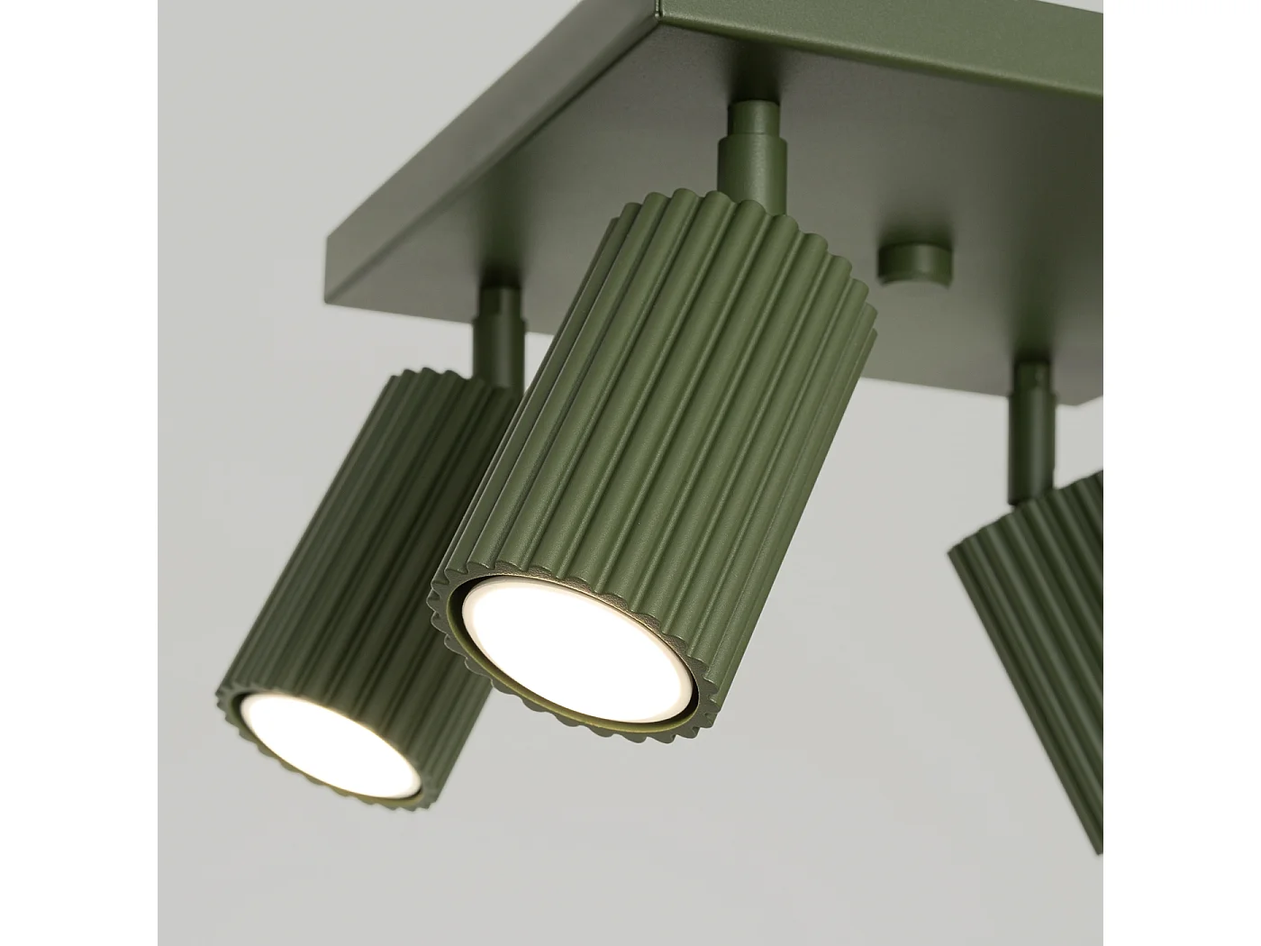 Plafonnier Gloow minimaliste en aluminium - 4 sources lumineuses 3000K - L.25 x H.16,5 cm - vert olive