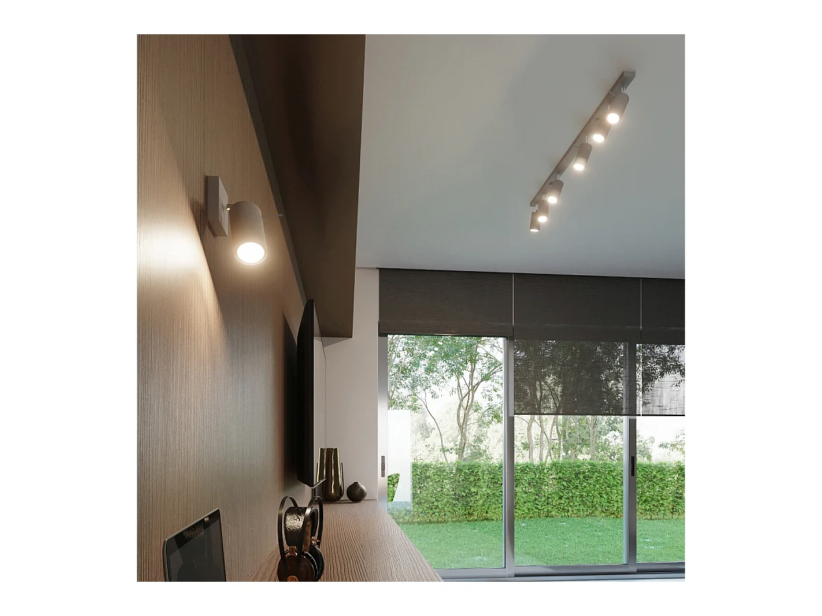 Plafonniers Briix moderne en acier - 4 sources lumineuses 4000K - L.25 x H.16 cm - gris