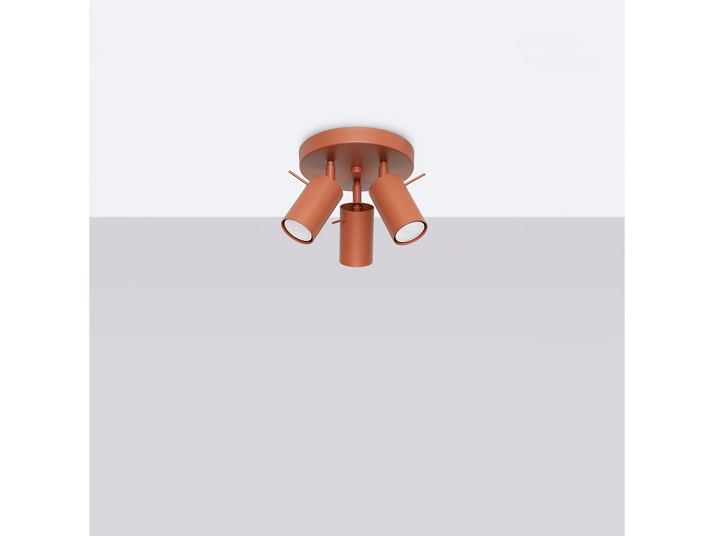 Plafonnier Briix moderne en acier - 3 sources lumineuses 4000K - L.19,5 x H.18,5 cm - ocre rouge