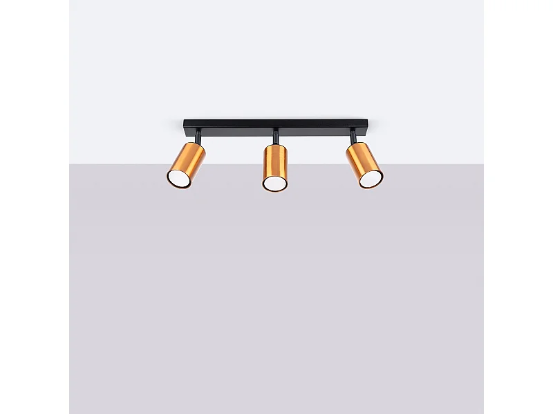 Luminárias de teto Glois moderno, aço - 3 fontes de luz 4000K - L.45 x H.18.5 cm - preto/cobre