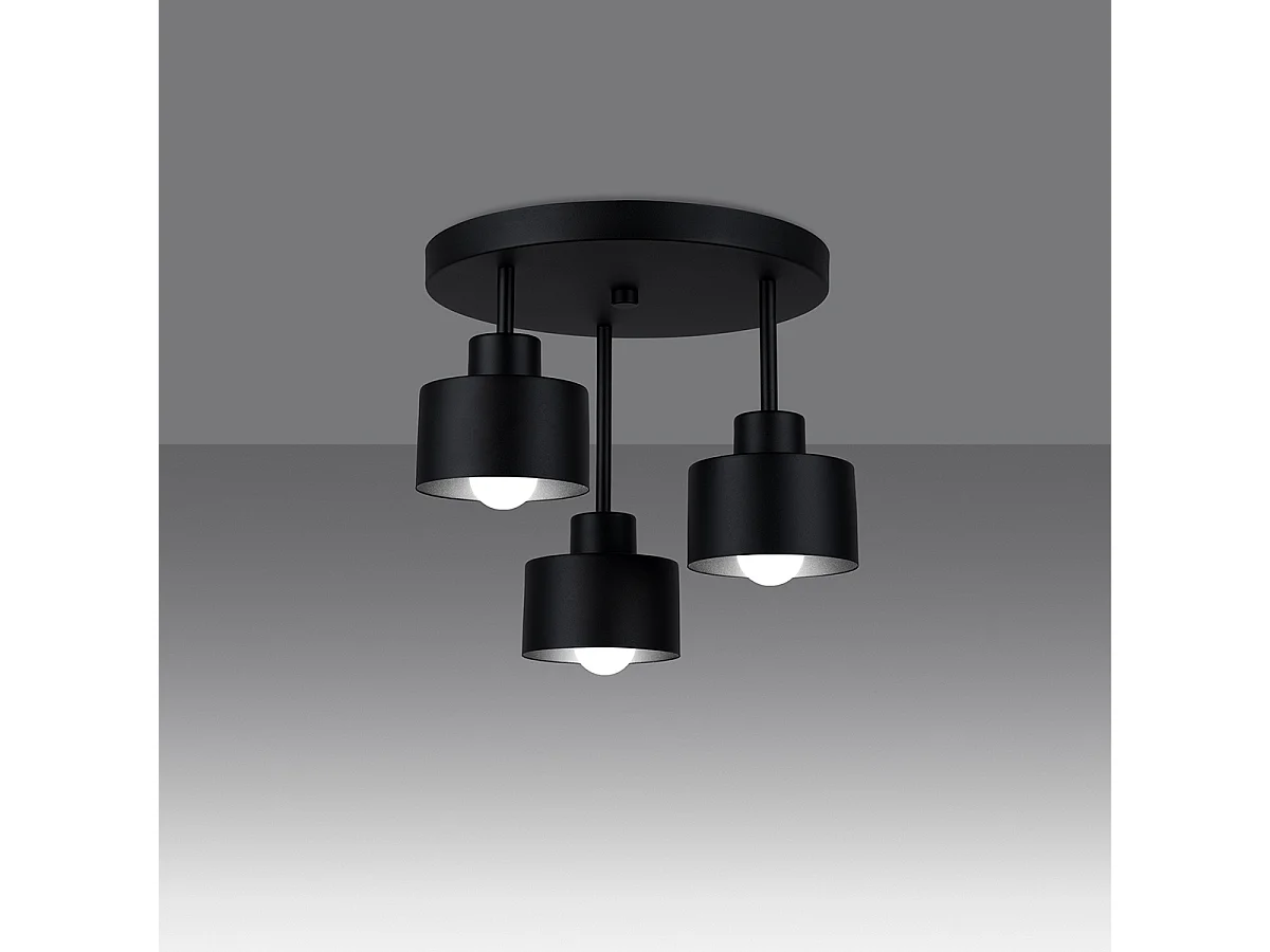 Plafonniers Zavros moderne en acier - 3 sources lumineuses 3000K - L.32 x H.29 cm - noir