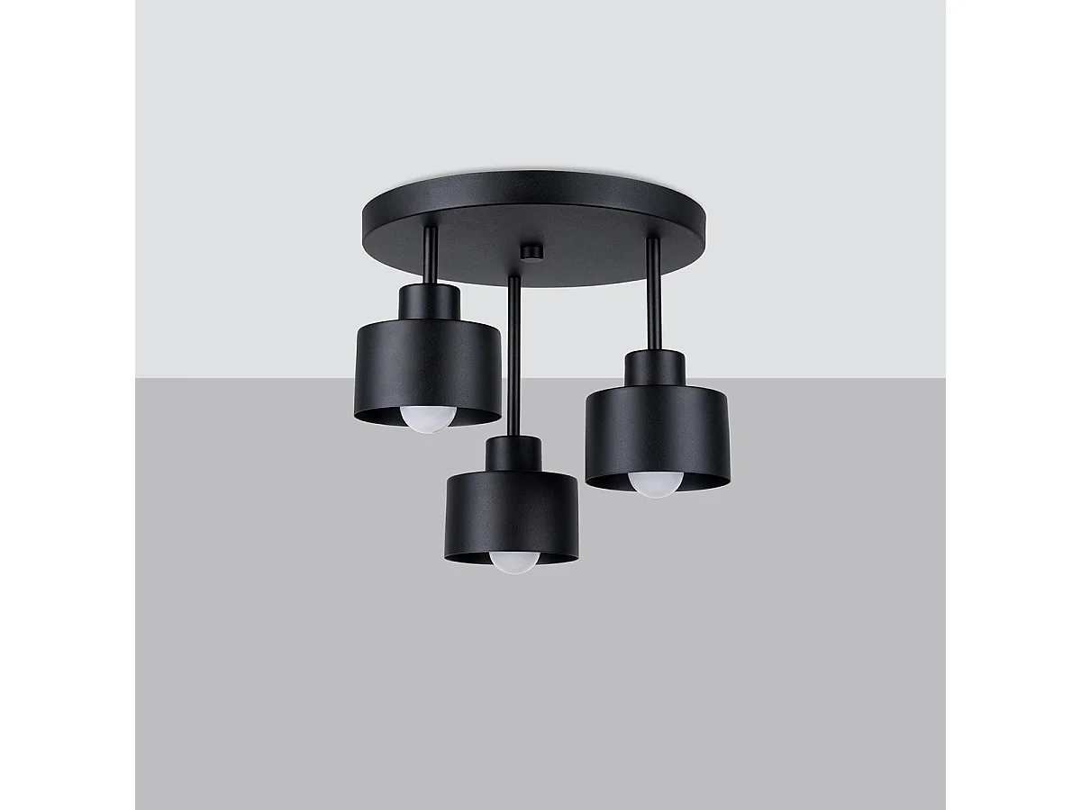 Plafonniers Zavros moderne en acier - 3 sources lumineuses 3000K - L.32 x H.29 cm - noir