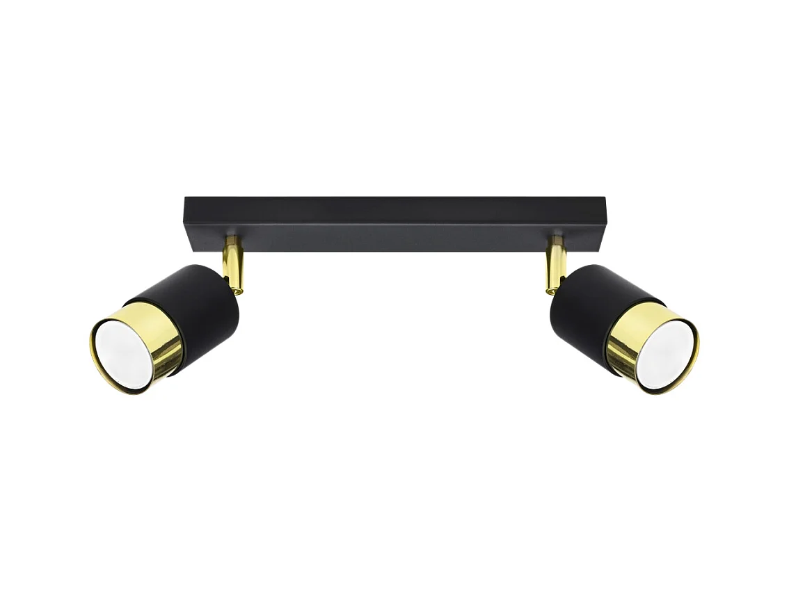 Plafonniers Alvor moderne en acier - 2 sources lumineuses 4000K - L.30 x H.18 cm - or noir