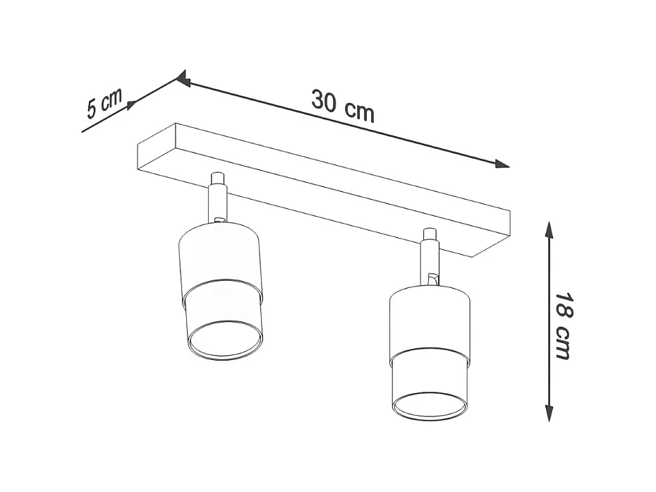 Plafonniers Alvor moderne en acier - 2 sources lumineuses 4000K - L.30 x H.18 cm - or noir