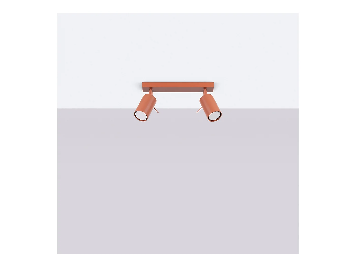 Luminária de teto Briix moderno, aço - 2 fontes de luz 3000K - L.30 x H.17 cm - ocre vermelho