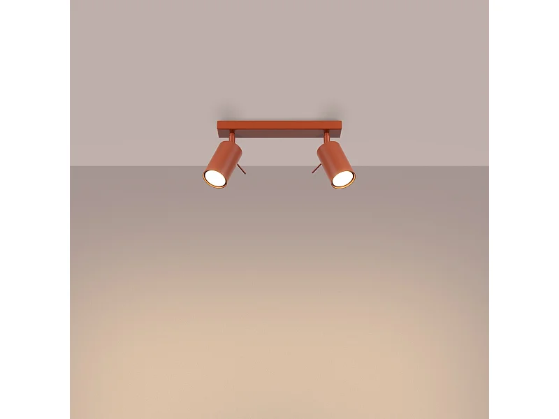 Plafonnier Briix moderne en acier - 2 sources lumineuses 3000K - L.30 x H.17 cm - ocre rouge