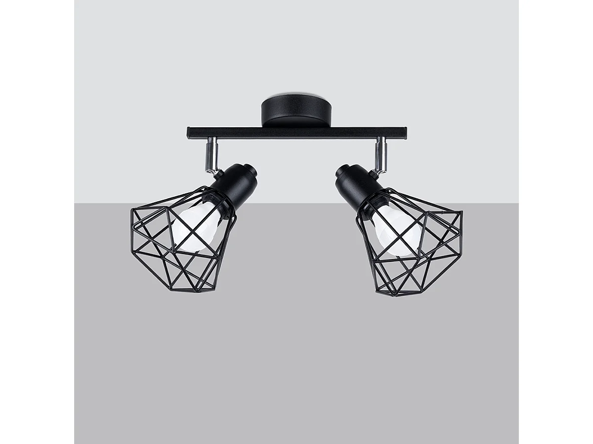 Plafonniers Lunova moderne en acier - 2 sources lumineuses 3000K - L.31 x H.19 cm - noir