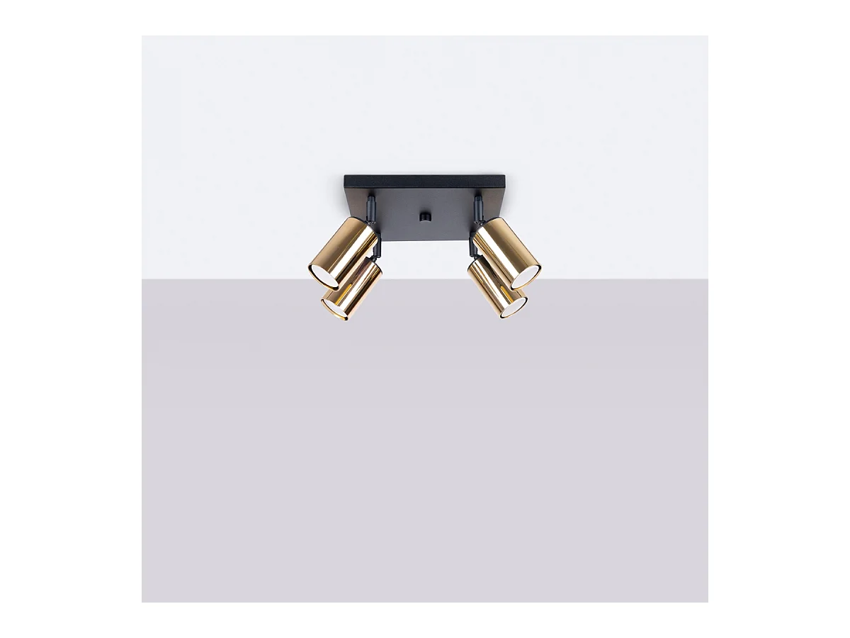 Plafony nowoczesny Glois, stal - 4 źródło światła 4000K - L.25 x H.19 cm - czarny/złoty