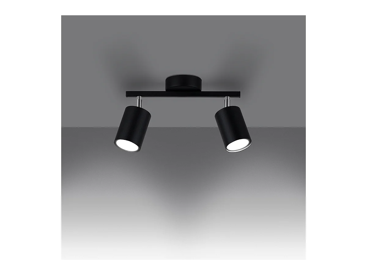 Plafony minimalistyczny Torim, stal - 2 źródło światła 4000K - L.26 x H.20 cm - czarny