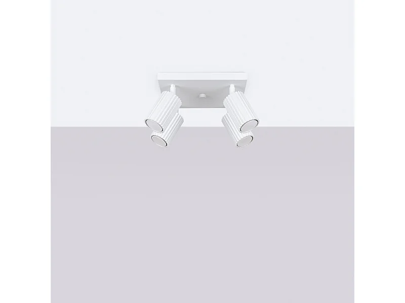 Plafonnier Gloow minimaliste en aluminium - 4 sources lumineuses 4000K - L.25 x H.16,5 cm - blanc