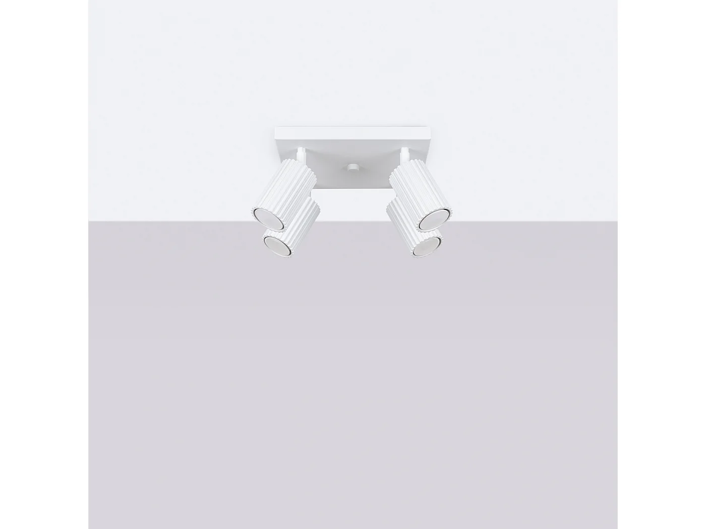 Plafonnier Gloow minimaliste en aluminium - 4 sources lumineuses 4000K - L.25 x H.16,5 cm - blanc