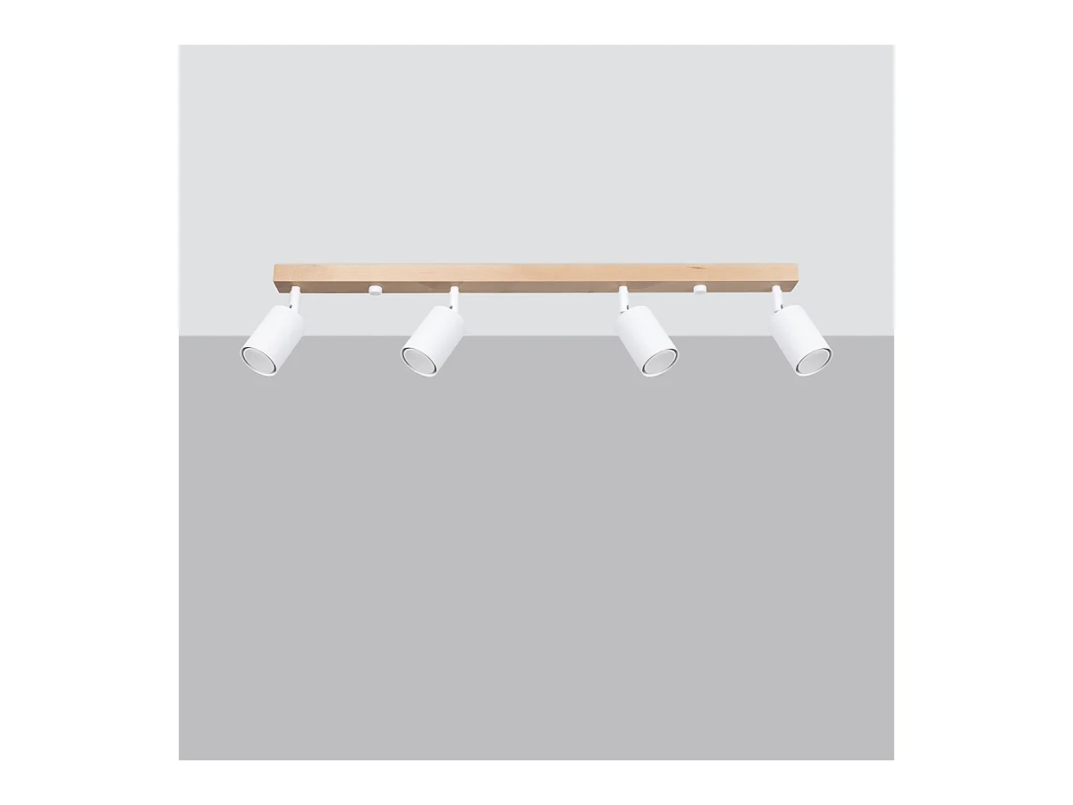 Plafondlampen Flare modern van  - 4 lichtbronnen 4000K - L.96 x H.17,5 cm - wit hout