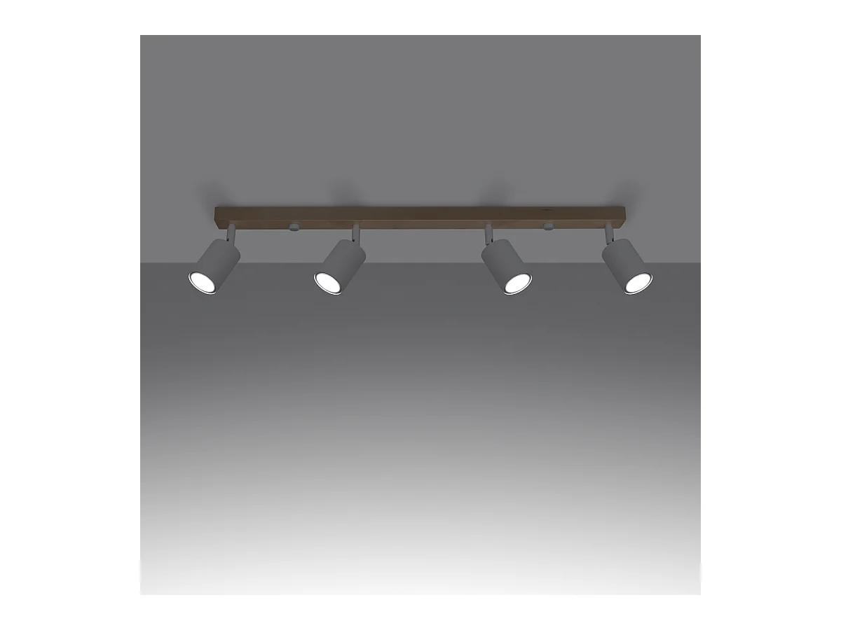 Plafondlampen Flare modern van  - 4 lichtbronnen 4000K - L.96 x H.17,5 cm - wit hout