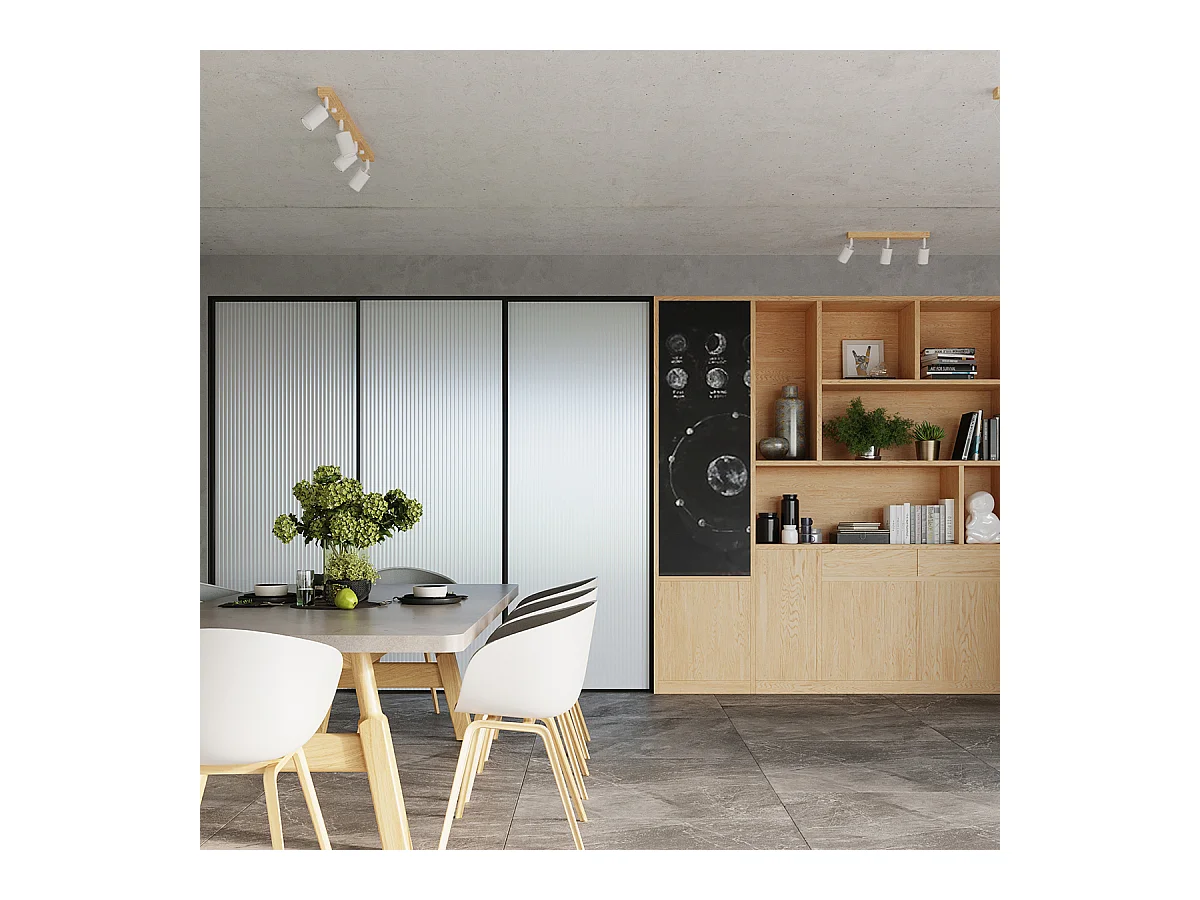 Plafondlampen Flare modern van  - 4 lichtbronnen 4000K - L.96 x H.17,5 cm - wit hout