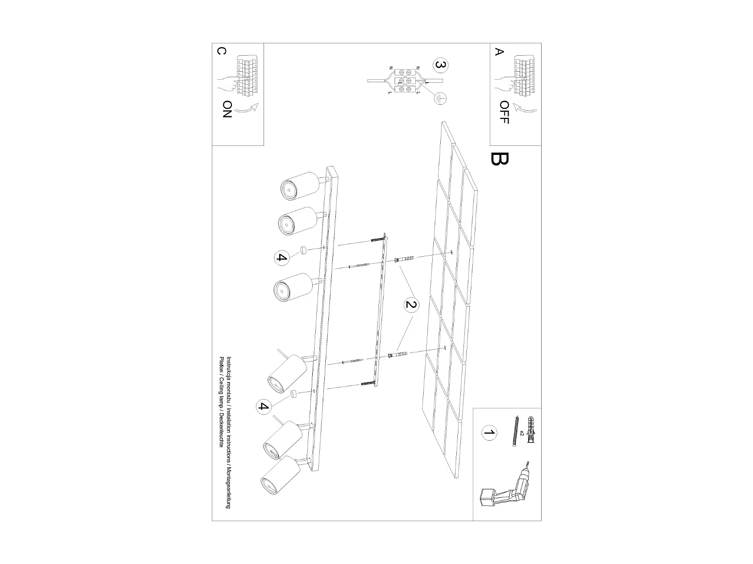 Plafonnier Briix moderne en acier - 6 sources lumineuses 4000K - L.117 x H.17 cm - beige