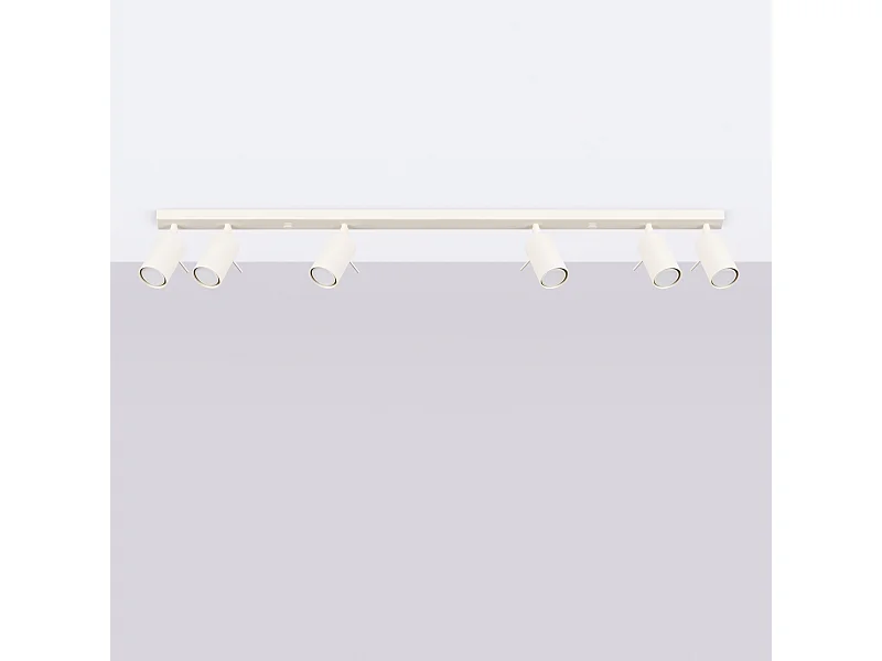 Plafonnier Briix moderne en acier - 6 sources lumineuses 4000K - L.117 x H.17 cm - beige