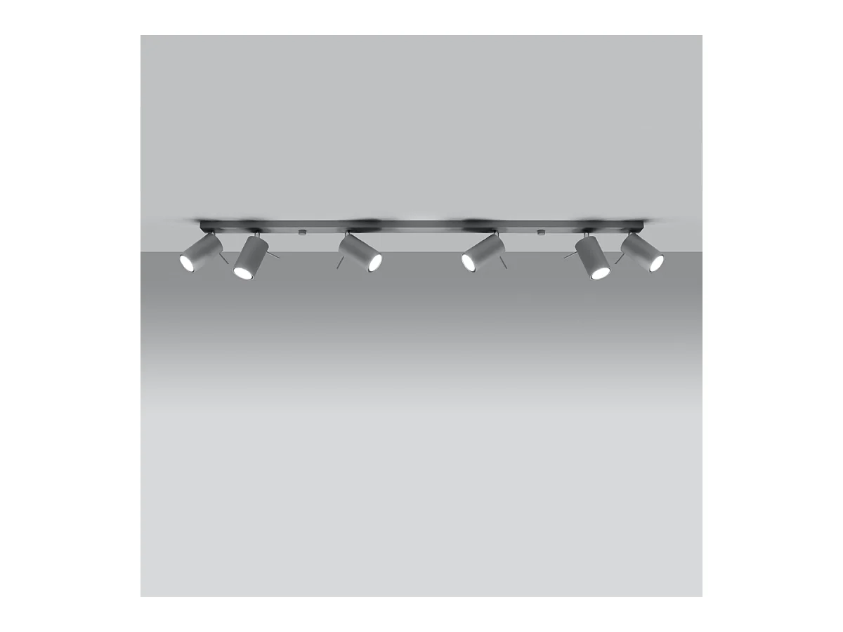 Plafonniers Briix moderne en acier - 6 sources lumineuses 4000K - L.118 x H.16 cm - gris