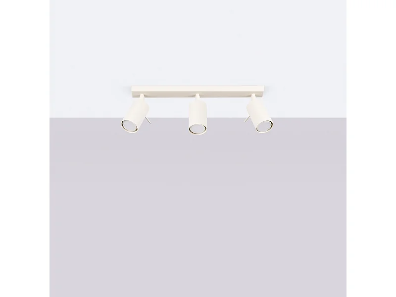 Luminária de teto Briix moderno, aço - 3 fontes de luz 4000K - L.45 x H.17 cm - bege