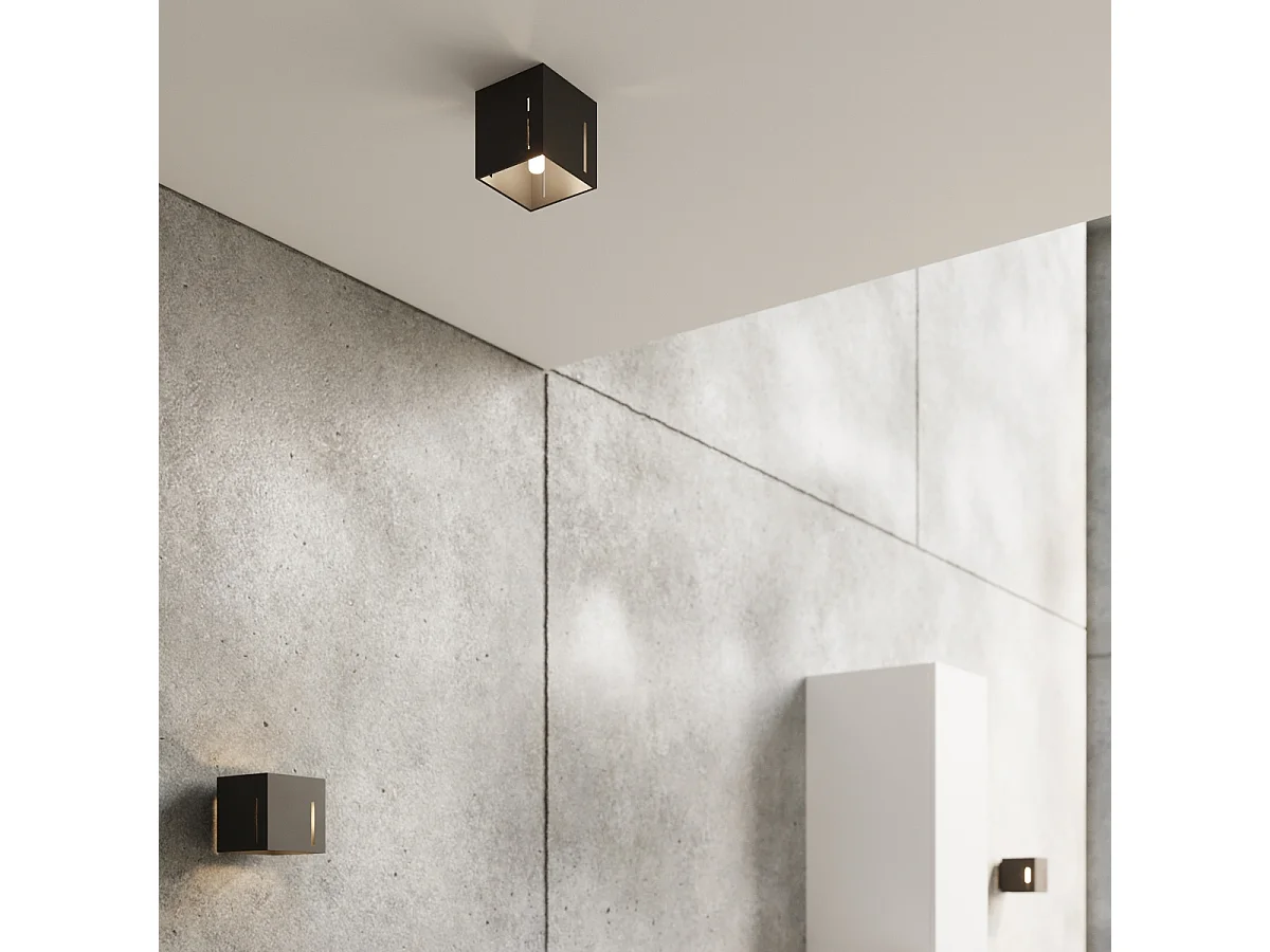 Plafonniers Luminara moderne en aluminium - 1 sources lumineuses 4000K - L.10 x H.10 cm - noir