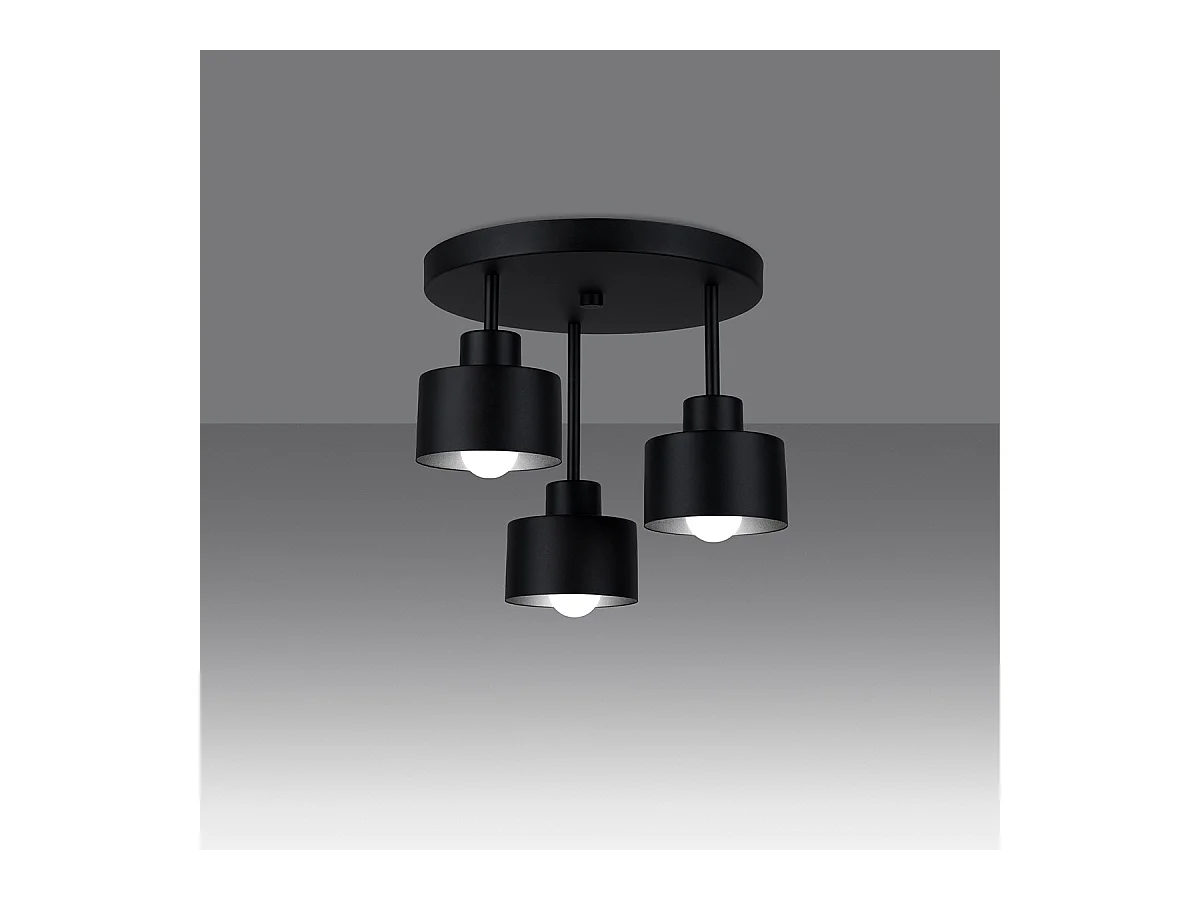 Plafondlampen Zavros modern van  - 3 lichtbronnen 4000K - L.32 x H.29 cm - zwart