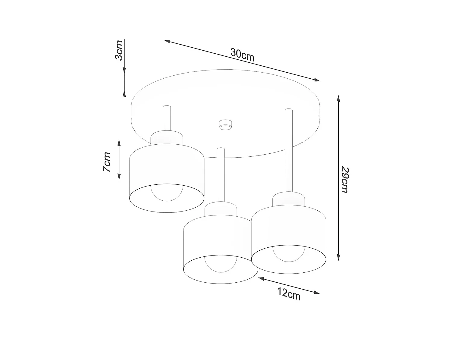 Plafondlampen Zavros modern van  - 3 lichtbronnen 4000K - L.32 x H.29 cm - zwart