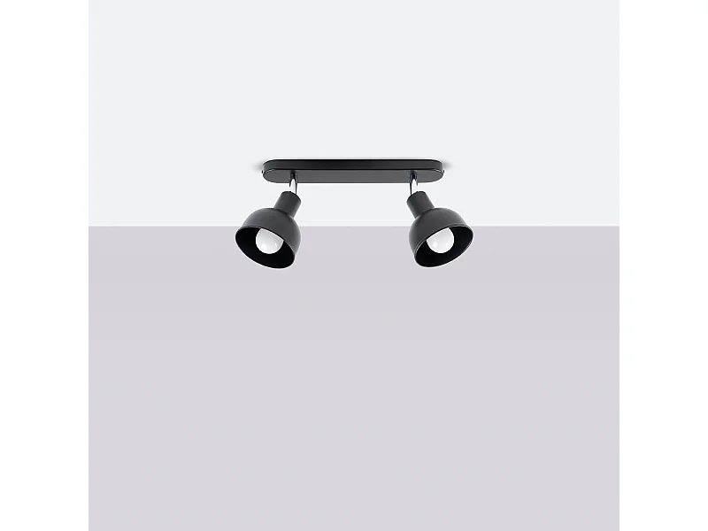 Luminárias de teto Zenda sótão, aço - 2 fontes de luz 4000K - L.47 x H.18.5 cm - preto