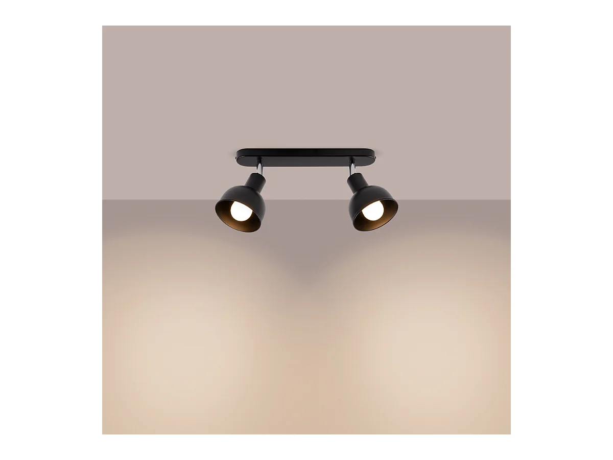 Luminárias de teto Zenda sótão, aço - 2 fontes de luz 4000K - L.47 x H.18.5 cm - preto