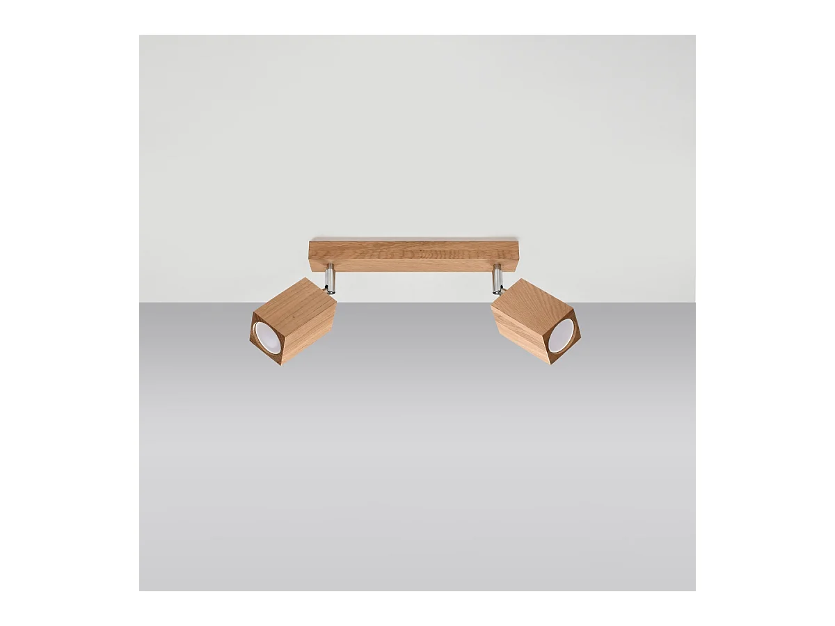 Plafony skandynawski Zezu, drewno - 2 źródło światła 4000K - L.30 x H.20 cm - dąb