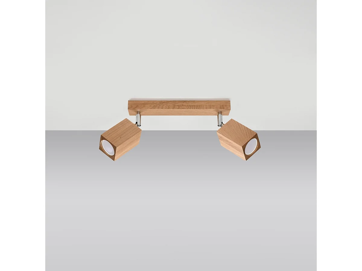 Plafonniers Zezu scandinave en bois - 2 sources lumineuses 4000K - L.30 x H.20 cm - chêne