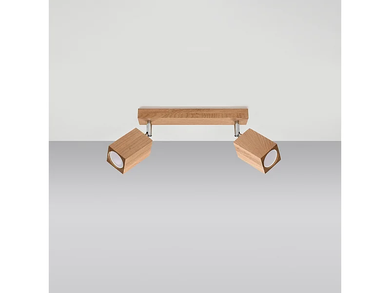 Plafondlampen Zezu Scandinavisch van  - 2 lichtbronnen 4000K - L.30 x H.20 cm - eik