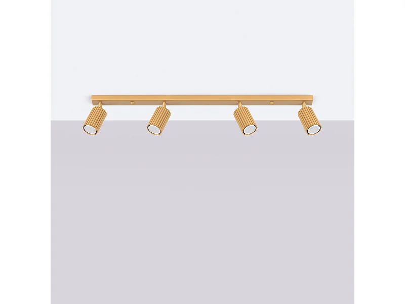 Plafondlamp Gloow minimalistisch van  - 4 lichtbronnen 4000K - L.81 x H.16,5 cm - gouden