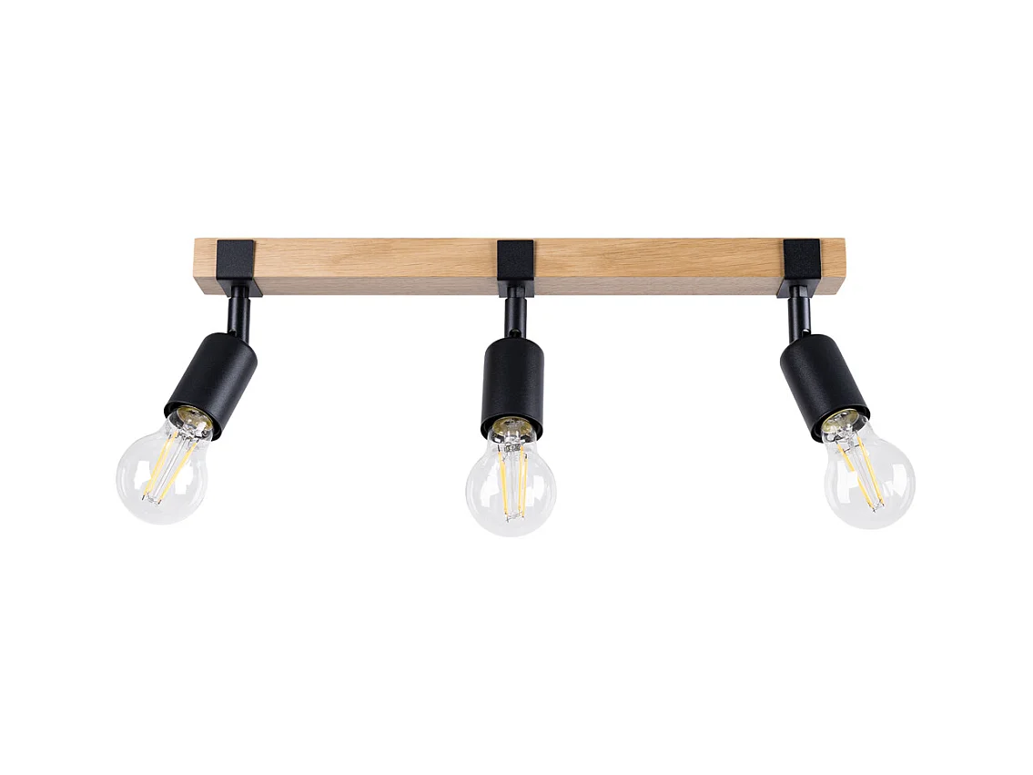 Plafondlampen Shad modern van  - 3 lichtbronnen 3000K - L.53 x H.14 cm - zwart hout