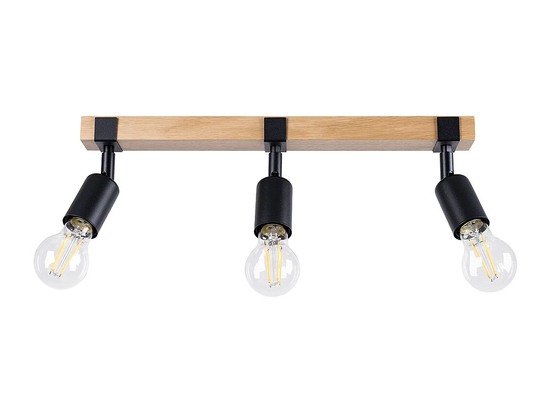 Plafonniers Shad moderne en acier/bois - 3 sources lumineuses 3000K - L.53 x H.14 cm - bois noir