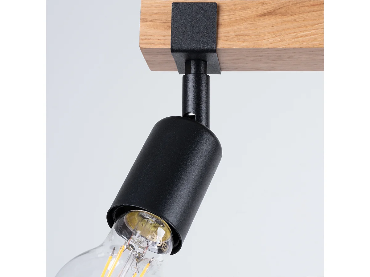 Plafonniers Shad moderne en acier/bois - 3 sources lumineuses 3000K - L.53 x H.14 cm - bois noir