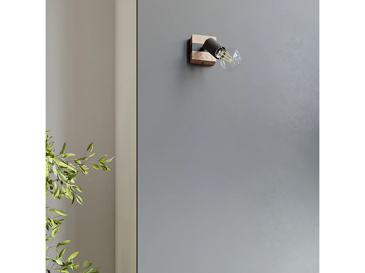 Plafonniers Shad moderne en acier/bois - 3 sources lumineuses 3000K - L.53 x H.14 cm - bois noir