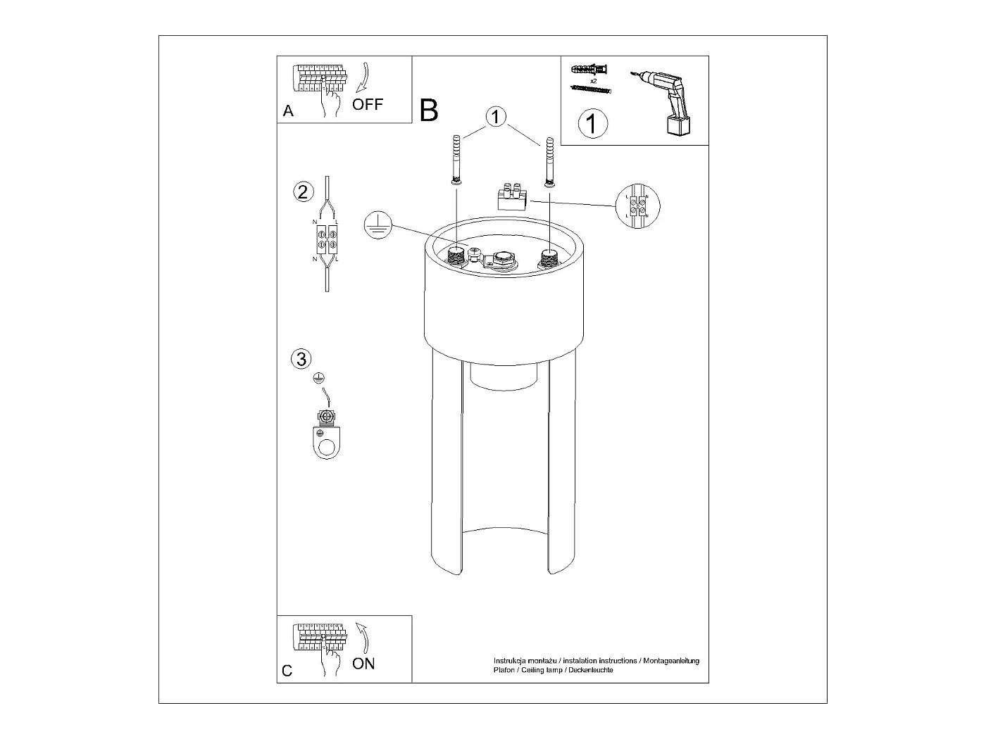 Plafonnier Torow minimaliste en acier - 1 sources lumineuses 4000K - L.10 x H.21 cm - blanc